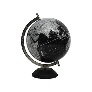 GLOBO DECORATIVO METAL E MADEIRA PRETO