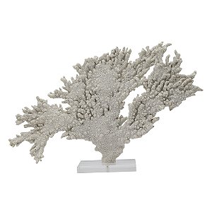 CORAL MARINHO DECORATIVO EM RESINA COM BASE EM ACRILICO BRANCO 52CM X 11CM X 32C