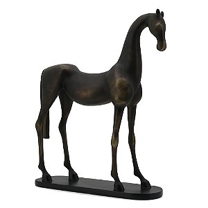 CAVALO DECORATIVO EM RESINA BRONZE 34,5CM X 9,8CM X 42CM
