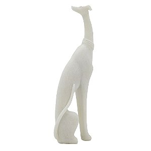 CACHORRO DECORATIVO EM RESINA BRANCO 14CM X 7CM X 36,8CM