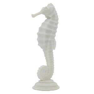 CAVALO MARINHO DECORATIVO EM RESINA BRANCO 12CM X 10,5CM X 32CM
