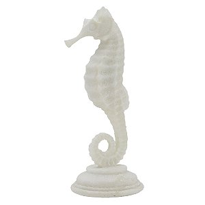 CAVALO MARINHO DECORATIVO EM RESINA BRANCO 8,5CM X 8,5CM X 22CM
