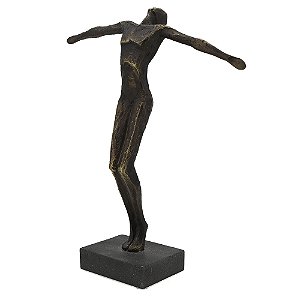 PECA DECORATIVA EM RESINA ESCULTURA HOMEM BRONZE 29,3CM X 9CM X 35,4CM