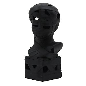 PECA DECORATIVA EM RESINA ESCULTURA CABECA MASCULINA PRETO 15,5CM X 13CM X 31,5C
