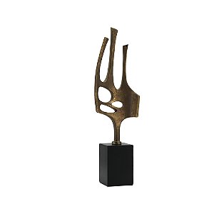 PECA DECORATIVA EM RESINA ABSTRATA DOURADA