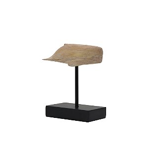 BALEIA DECORATIVA EM RESINA CREME E BASE METAL PRETA