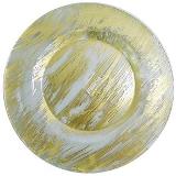 CJ DE PRATOS DE VIDRO COM DETALHE DOURADO - 33 CM - 4 PCS