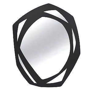ESPELHO COM MOLDURA EM METAL OVAL ACABAMENTO LISO COR PRETO 72CM X 1,7CM X 90CM