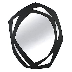ESPELHO COM MOLDURA EM METAL OVAL ACABAMENTO LISO COR PRETO 63,5CM X 1,8CM X 75C