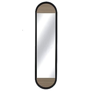 ESPELHO COM MOLDURA EM METAL RETANGULAR ACABAMENTO LISO COR PRETO 30,5CM X 4CM X