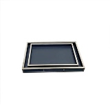 CJ. DE BANDEJAS DE METAL E COURO SINTETICO AZUL - 2PCS