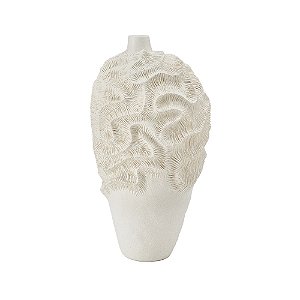 VASO DECORATIVO TEXTURA CORAL EM RESINA BRANCO
