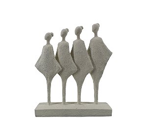 PECA DECORATIVA QUATRO MENINAS EM RESINA BRANCO