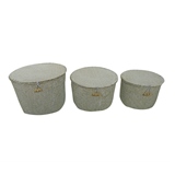 CONJ DE CESTAS DE PALHA BRANCO - 3 PCS