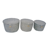 CONJ DE CESTAS DE PALHA CINZA - 3 PCS
