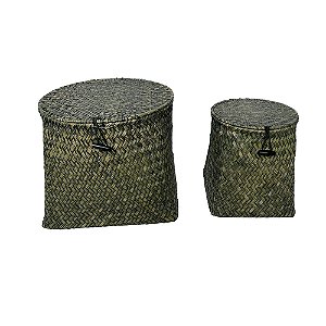 CJ DE CESTAS EM FIBRA VEGETAL VERDE 2PCS