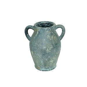 VASO DECORATIVO EM CERAMICA CINZA TEXTURIZADO