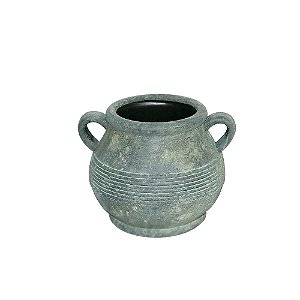 VASO DECORATIVO EM CERAMICA CINZA TEXTURIZADO