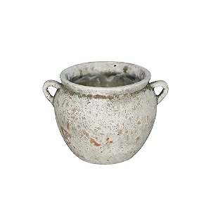 VASO DECORATIVO EM CERAMICA BRANCO RUSTICO