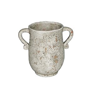 VASO DECORATIVO EM CERAMICA BRANCO RUSTICO