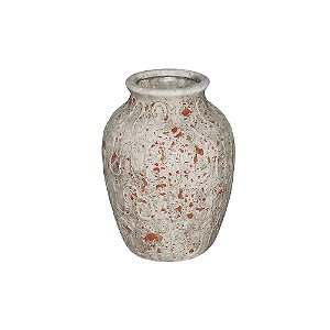 VASO DECORATIVO EM CERAMICA BRANCO RUSTICO