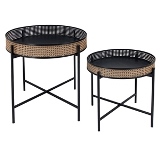 CJ. DE MESAS LATERAL DE METAL ESTILO TRELICA COM BASE PRETA- 2 PCS