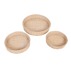 CJ DE BANDEJAS DE RATTAN BEGE 3PCS