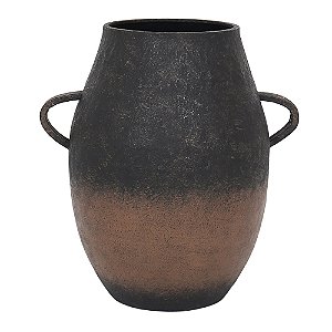VASO DECORATIVO EM METAL PRETO E MARROM 38CM X 29CM X 51CM