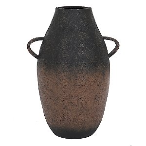 VASO DECORATIVO EM METAL PRETO E MARROM 40CM X 31,5CM X 42,5CM
