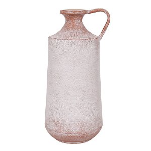 VASO DECORATIVO EM METAL BRANCO MESCLADO COM MARROM 18,5CM X 17,5CM X 39,5CM