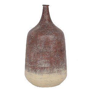 VASO DECORATIVO EM METAL COR MARROM MESCLADO CREME 20CM X 37CM