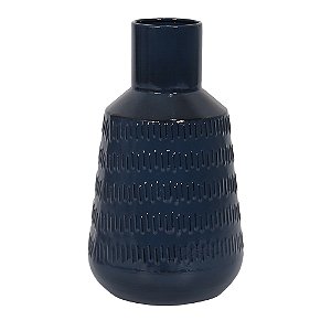 VASO DECORATIVO EM METAL COR AZUL 16CM X 28CM