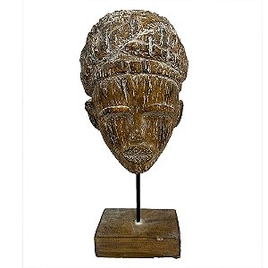 PECA DECORATIVA EM RESINA ESTATUETA MARROM 20X12X57CM