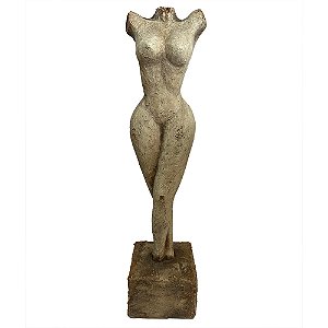 PECA DECORATIVA EM RESINA ESTATUETA MARROM 15X15X68CM