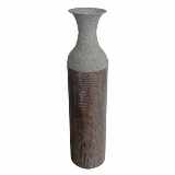 VASO DE CHAO DE METAL RUSTICO MARROM E CINZA