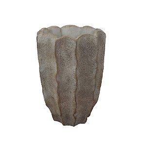 VASO DECORATIVO EM CIMENTO BEGE E BRANCO RUSTICO
