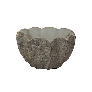 VASO DECORATIVO EM CIMENTO BEGE E BRANCO RUSTICO