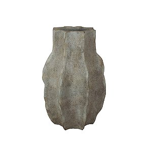 VASO DECORATIVO EM CIMENTO BEGE E BRANCO RUSTICO