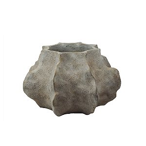 VASO DECORATIVO EM CIMENTO BEGE E BRANCO RUSTICO