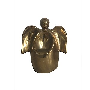 PECA DECORATIVA ANJO EM CERAMICA DOURADO