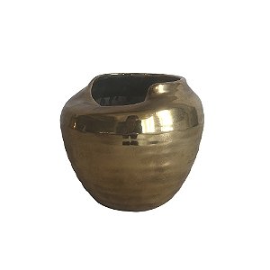 VASO DECORATIVO EM CERAMICA DOURADO