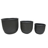 CONJ DE CACHEPOTS DE CIMENTO PRETO - 3 PCS
