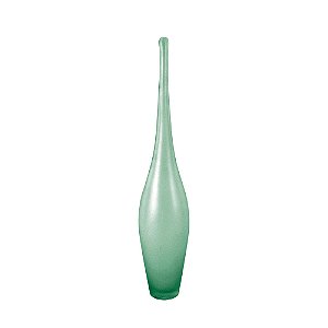 VASO NO FORMATO DE GARRAFA DE VIDRO JATEADO VERDE