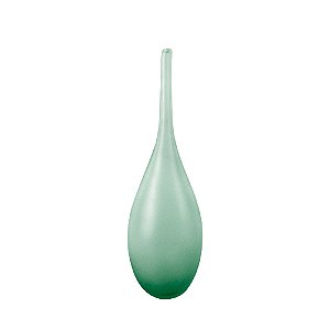 VASO NO FORMATO DE GARRAFA DE VIDRO JATEADO VERDE