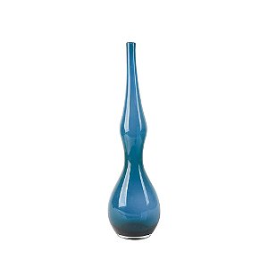 VASO NO FORMATO DE GARRAFA DE VIDRO JATEADO AZUL