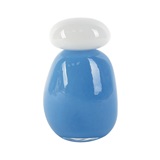 VASO DE VIDRO AZUL COM TAMPA BRANCA