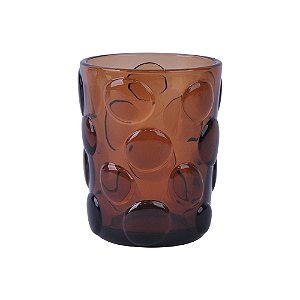 CJ DE COPOS EM VIDRO COM TEXTURA BOLHAS AMBAR 6PCS - 300ML