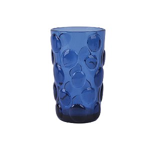 CJ DE COPOS EM VIDRO COM TEXTURA BOLHAS AZUL 6PCS - 350ML