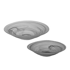 CJ DE CENTRO DE MESA EM VIDRO CINZA FOSCO - 2PCS