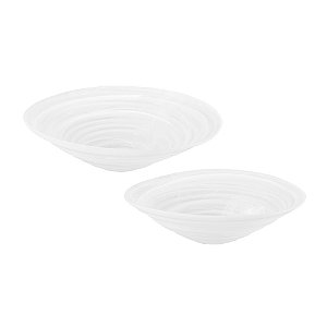 CJ DE CENTRO DE MESA EM VIDRO BRANCO FOSCO - 2PCS